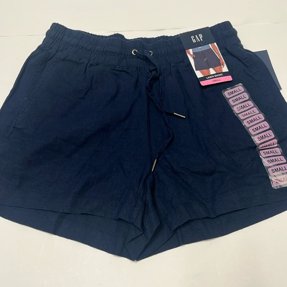 GAP Women's Lightweight & Comfortable Linen Shorts (Midnight, Navy Blue Small)
